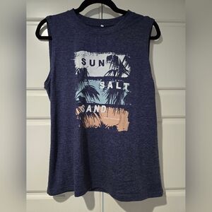 Sun • Salt • Sand Graphic Muscle Tank – Navy Heather (M)